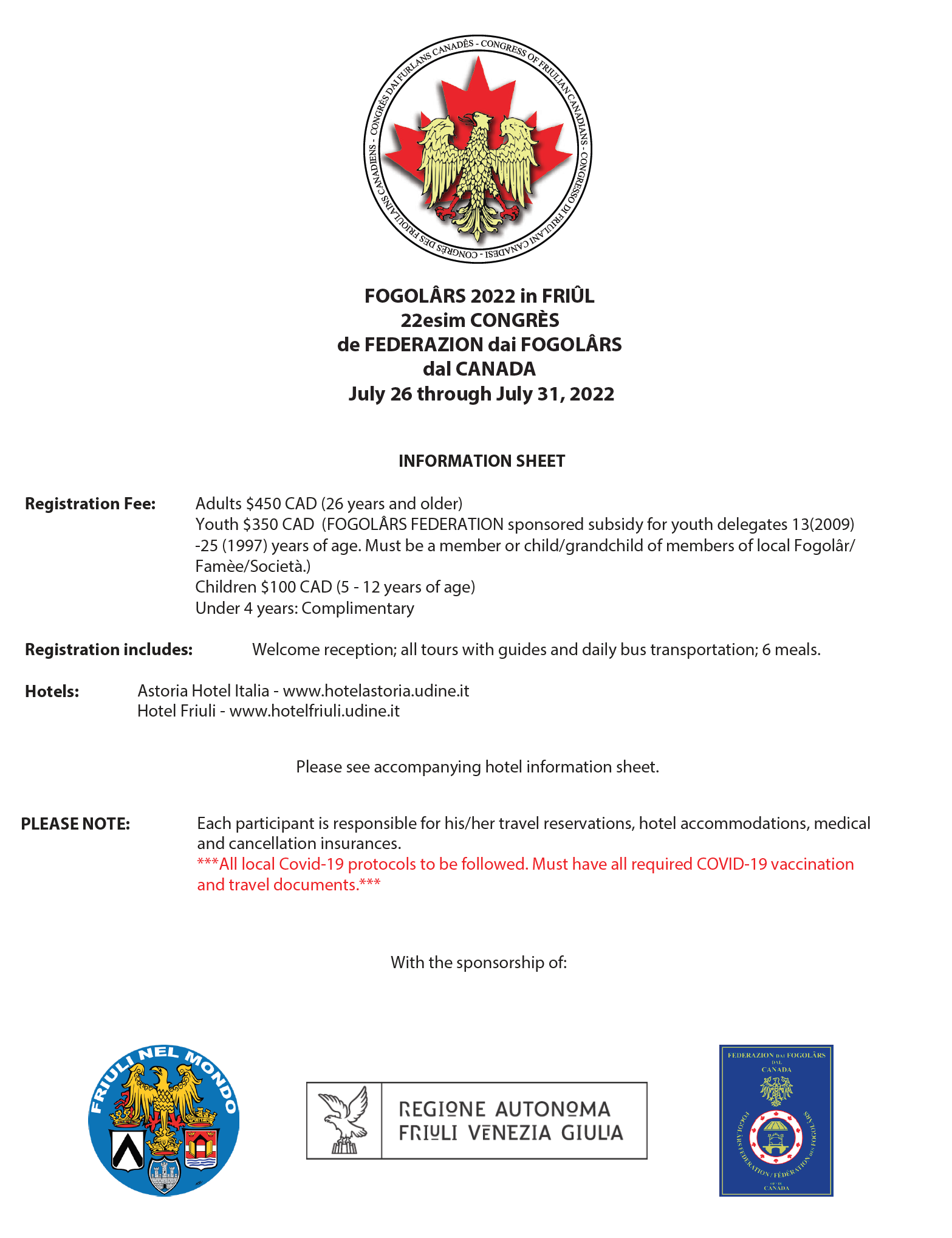 Fogolars 2022 in Friuli - Registration Information